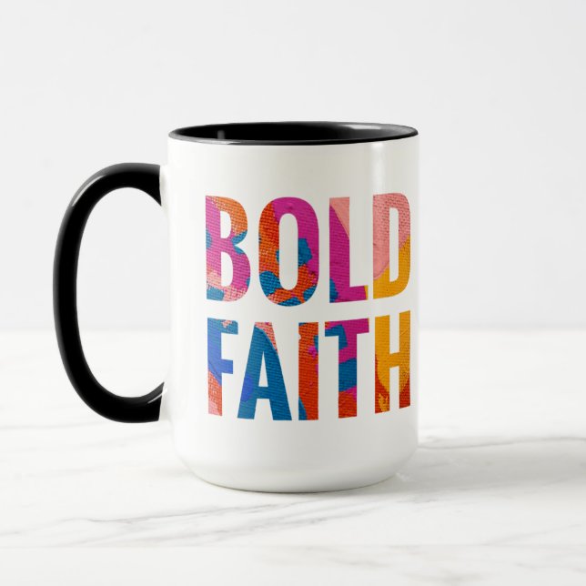 Taza Mug Inspiradora multicolor de fe audaz (Izquierda)