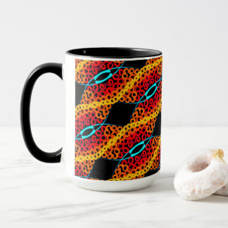 Taza MUG Jimette Diseño anaranjado rojo y negro
