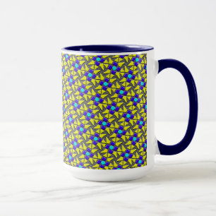 Taza MUG Jimette Diseño azul amarillo gris