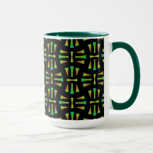Taza MUG Jimette Diseño verde anaranjado y negro