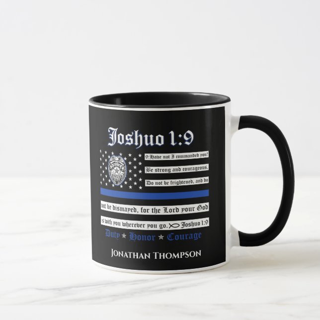 Taza Mug Joshua, policía religiosa cristiana 1:9 (Derecha)