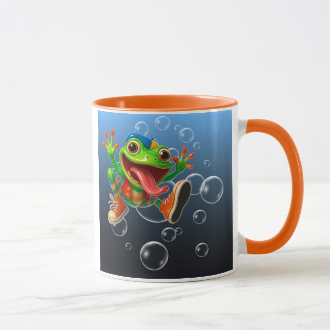 Taza Mug joyeux et fun, grenouille sous l'eau. (Derecha)
