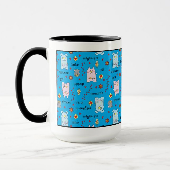 Taza Mug "Mascotas caprichosos de Hanukkah" (Izquierda)