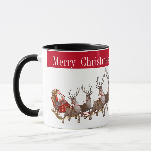 Taza Mug Merry Christmas Santa y Sleigh (Izquierda)