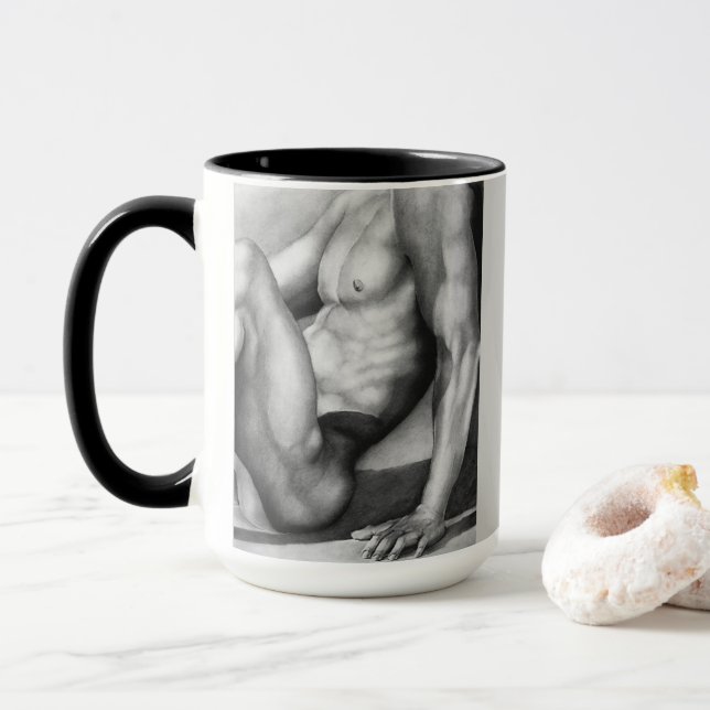 Taza Mug modelo masculino-desnudo de arte masculino per (Con donut)