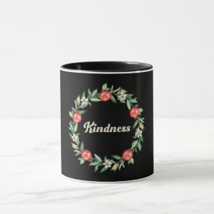 Taza Mug negra con imagen rosa granada de guirnalda de 