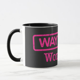 Taza Mug negra con logo de mujer guiñada por el ojo ros