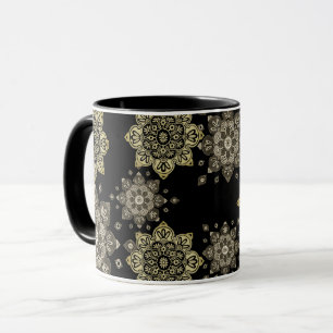 Taza Mug negro con medallones de oro