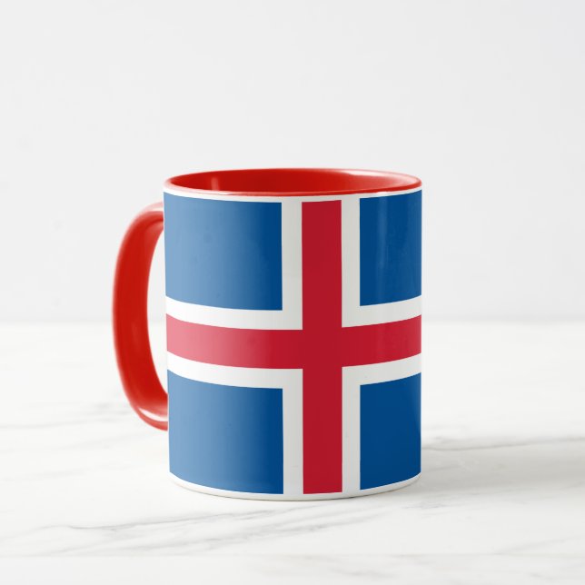 Taza Mug negro en coma con bandera de Islandia (Anverso izquierdo)