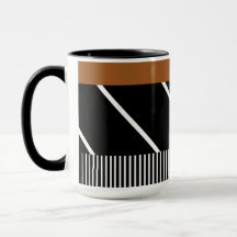 Mug negro, marrón y blanco - Moda en franjas