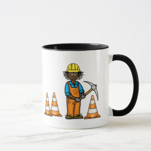 Taza Mug. nombre del trabajador de construcción negra