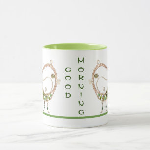 Taza Mug - Pájaro alambrado con piedras verdes