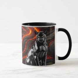 Taza Mug panthère noire devant champ de lave