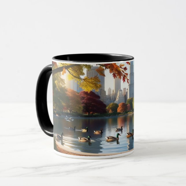 Taza Mug - Parque de la ciudad con pollos (Anverso izquierdo)