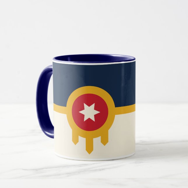 Taza Mug Patriótica Combo con bandera de Tulsa, Oklahom (Anverso izquierdo)