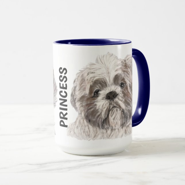 Taza Mug personalizada de acuarela shih tzu (Anverso derecho)