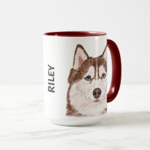 Mug personalizada de color de agua Husky