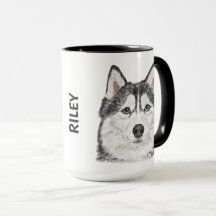 Mug personalizada de color de agua Husky siberiano