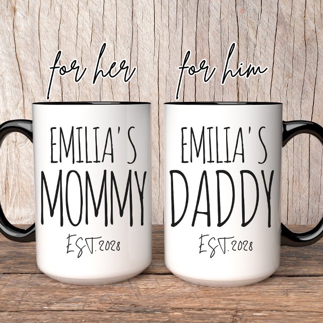 Taza Mug personalizada de mamá y papá | Nuevo regalo de (mommy and daddy mug, personalized mommy mug, custom daddy mug, mug for mom, mug for dad,)