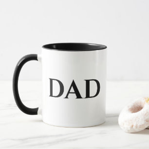 Taza Mug personalizada de papá Minimalista blanco y neg