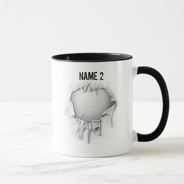 Taza Mug. personalizada de voleibol desgarrado (Derecha)