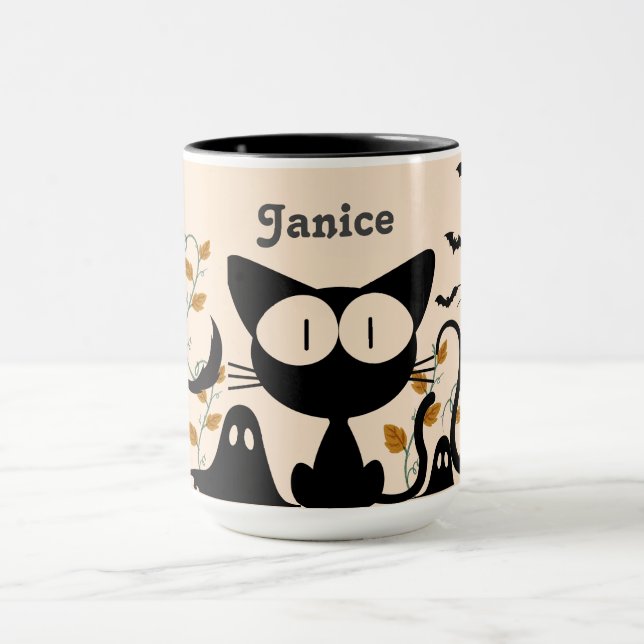 Taza Mug personalizada - Gatos negros fantasmagóricos (Centro)