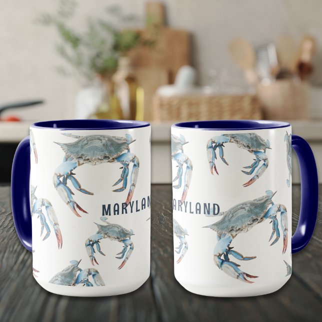Taza Mug personalizado del cangrejo azul de la bahía de (Drink your morning coffee in a cute Maryland Blue Crab Mug!)