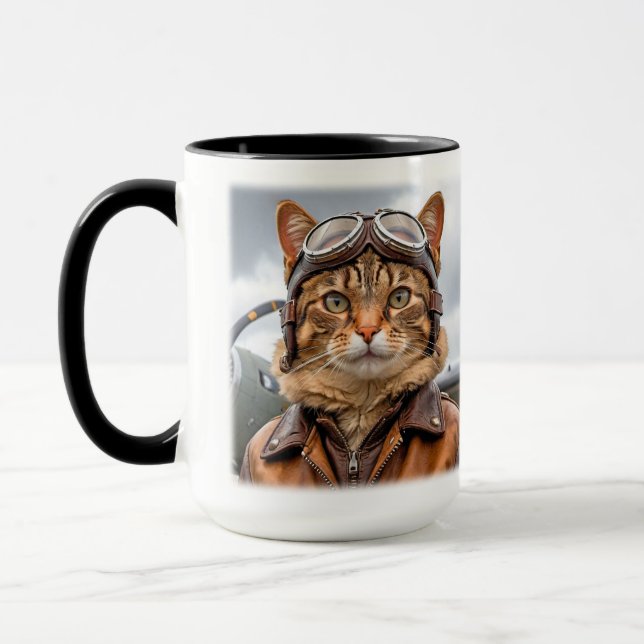 Taza Mug piloto piloto de lucha contra gatos en la Segu (Izquierda)