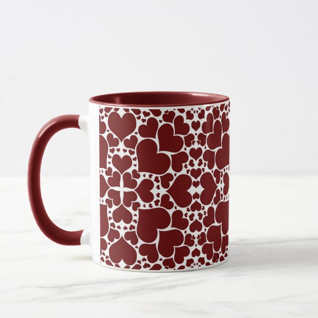 Taza Mug "Playful Hearts - White & Red" (Izquierda)