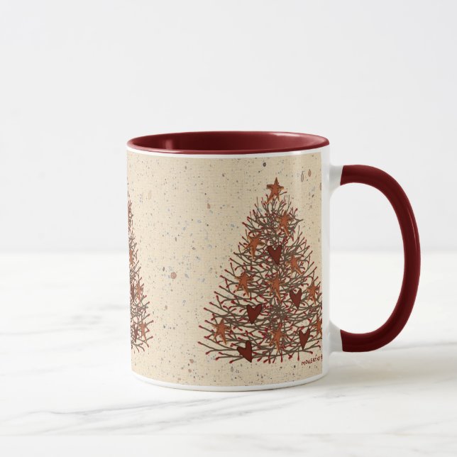 Taza Mug primitivo de árbol de Navidad (Derecha)