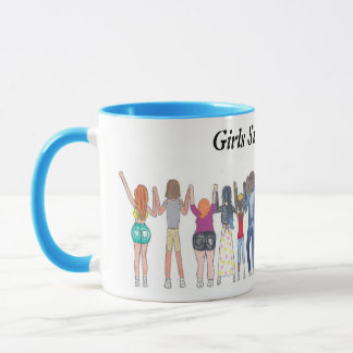 Taza Mug que muestra chicas apoyándose mutuamente.