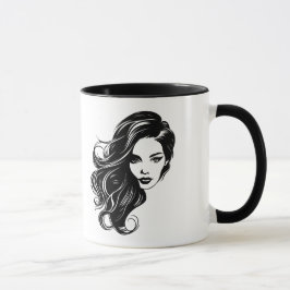 Taza Mug retrato de mujer negra y blanca