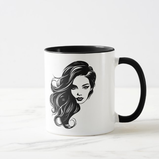 Taza Mug retrato de mujer negra y blanca (Derecha)