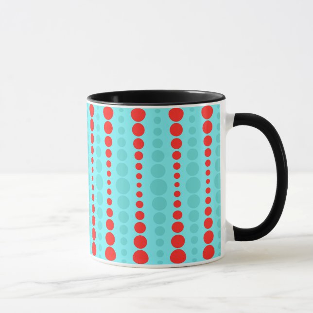Taza Mug retro de puntos rojos y turquesa (Derecha)