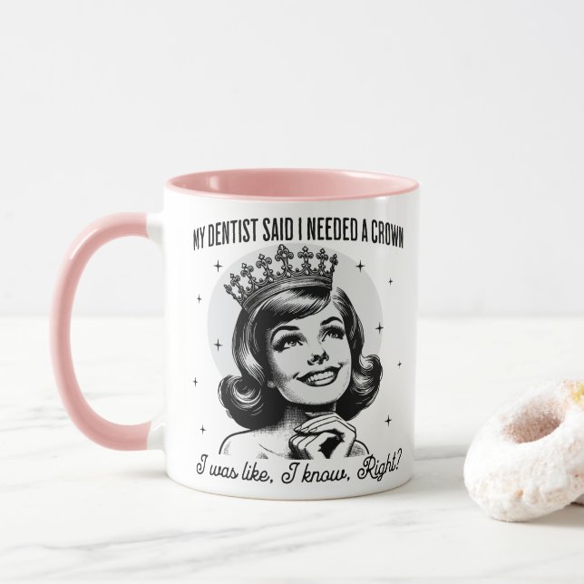 Taza Mug retro sarcástica - Corona (Con donut)
