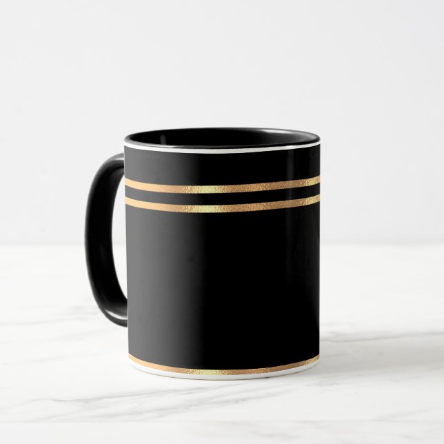 Taza Mug Rimmed Negro y Oro (Anverso izquierdo)