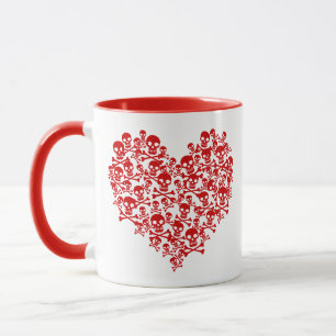 Taza Mug Rojo del Corazón del Calavero