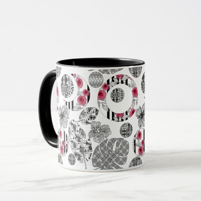 Taza Mug,Rojo y Negro, Quillado, Parche, Rústico (Anverso izquierdo)