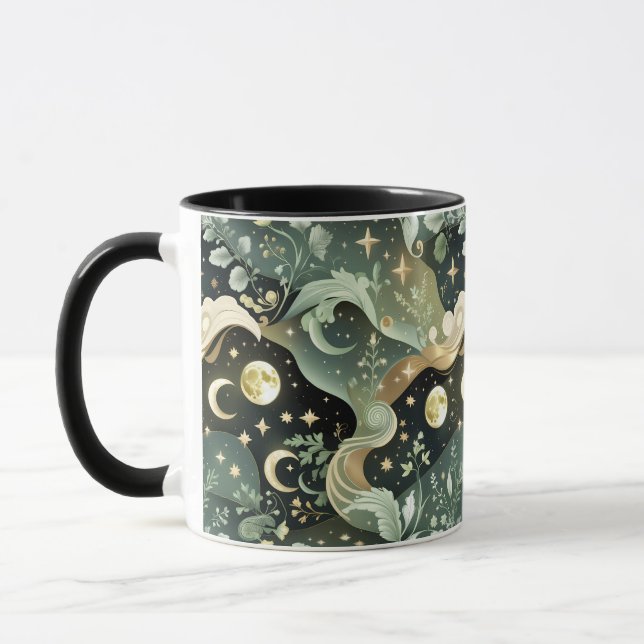 Taza Mug – Sage Green Celestial Moon (Izquierda)