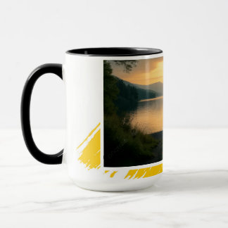 Taza Mug Serene Lake Sunset Chill Out Modern Brushstrok