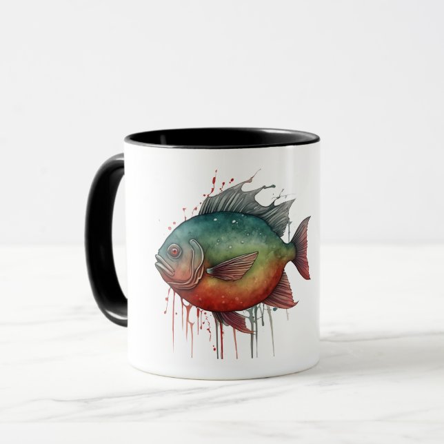 Taza Mug - Serie acuarela: piraña (Anverso izquierdo)