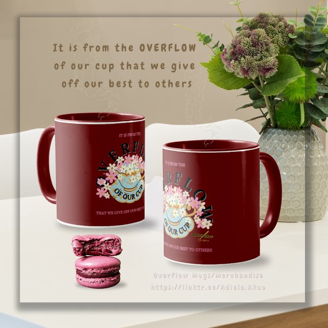 Taza Mug SOBREFLORES diseñado por Adiela Akoo (Overflow Red Mugs by Poet Adiela Akoo. Shop my store for more fab finds & inspiring great gift ideas)