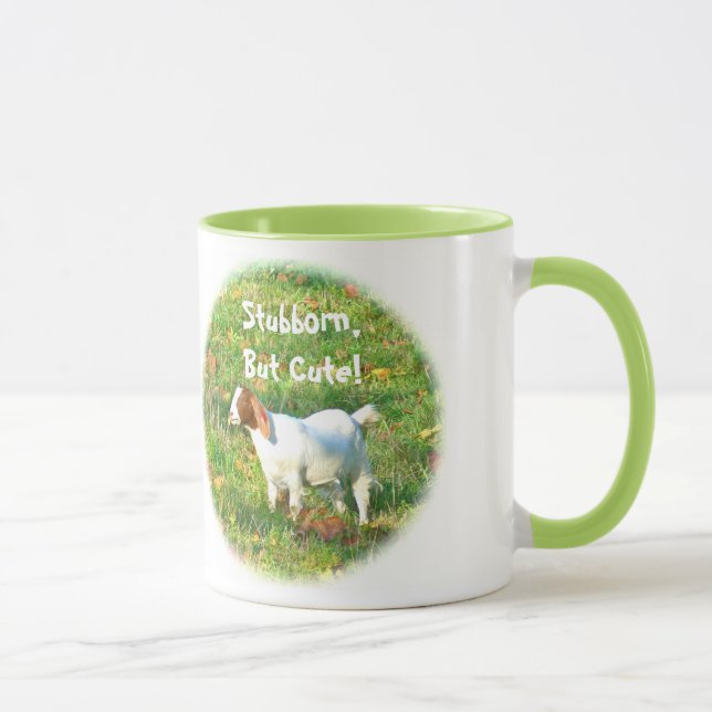 Taza Mug"Stubborn but Cute" (Foto De Cabra) (Derecha)