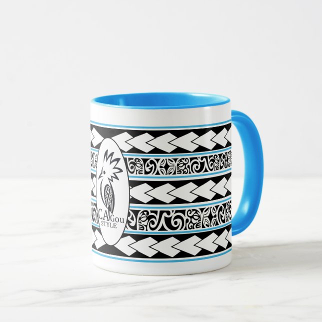 Taza Mug Tribal Ethnic Bleu Clair (Anverso derecho)