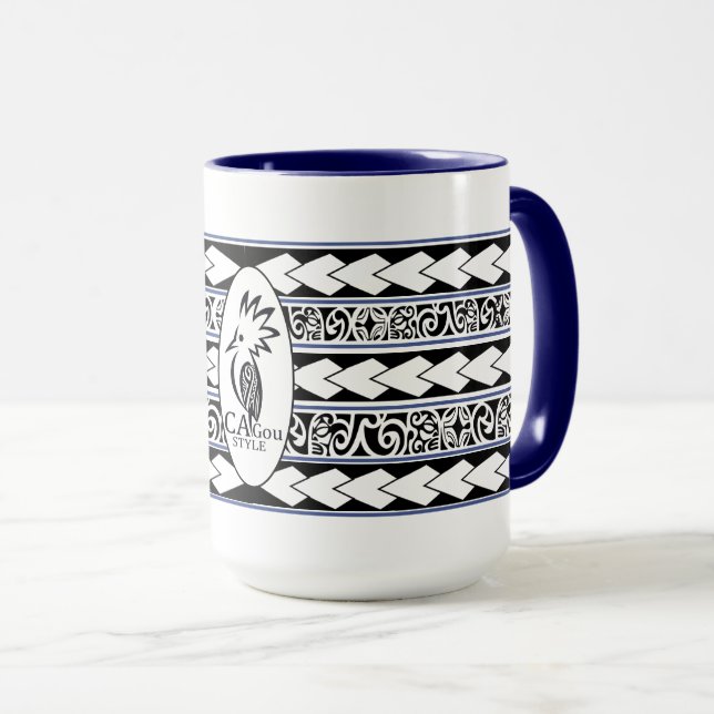 Taza Mug Tribal Ethnic Bleu marine (Anverso derecho)