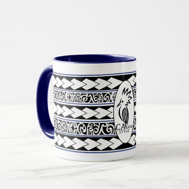 Taza Mug Tribal Ethnic Bleu marine (Anverso izquierdo)