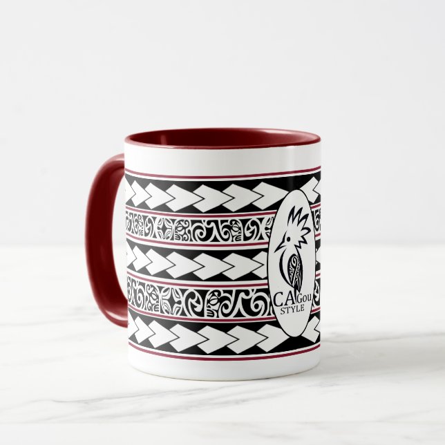 Taza Mug Tribal Ethnic Bordeaux (Anverso izquierdo)