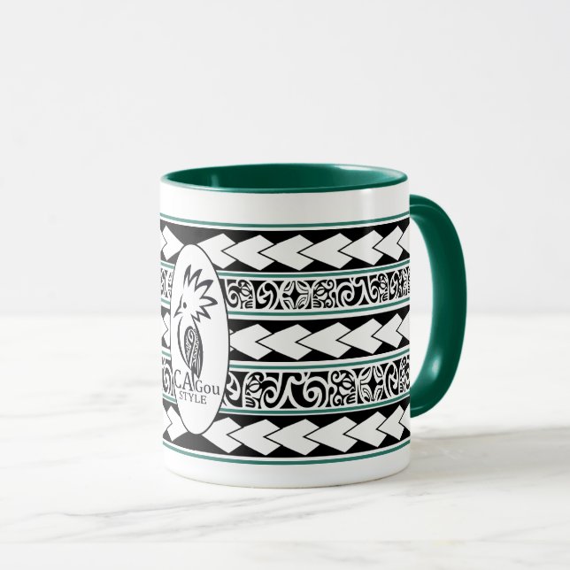 Taza Mug Tribal Ethnic Vert Chasseur (Anverso derecho)