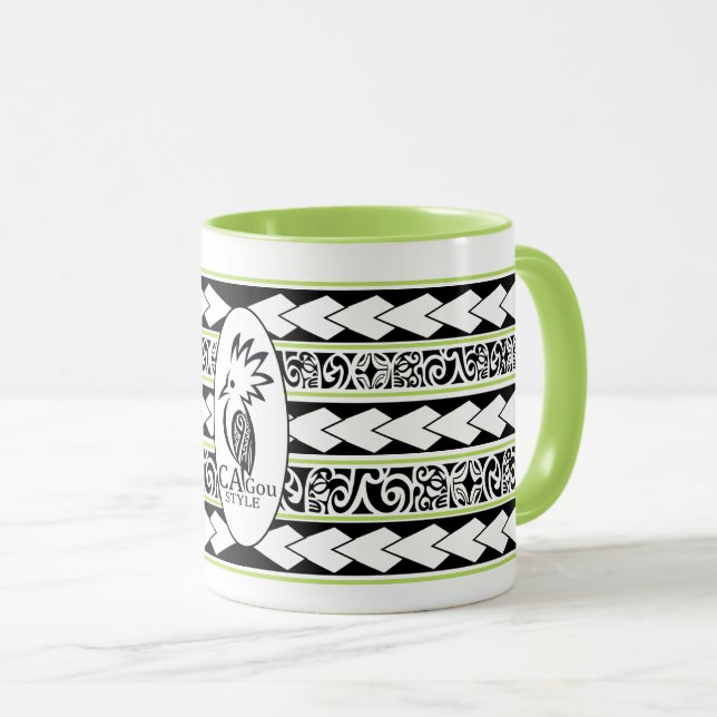 Taza Mug Tribal Ethnic Vert Pomme (Anverso derecho)
