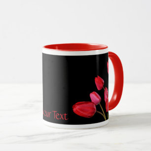 Taza Mug "Tulipanes rojos sobre negro"